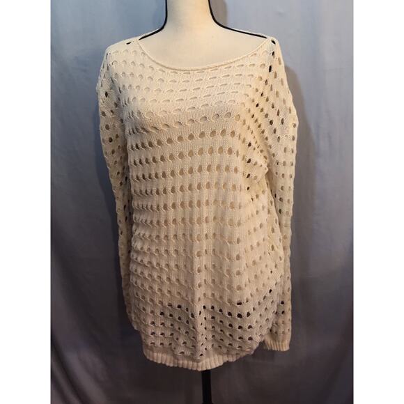 none Other - Crochet Boho Off-White Swim Cover-up